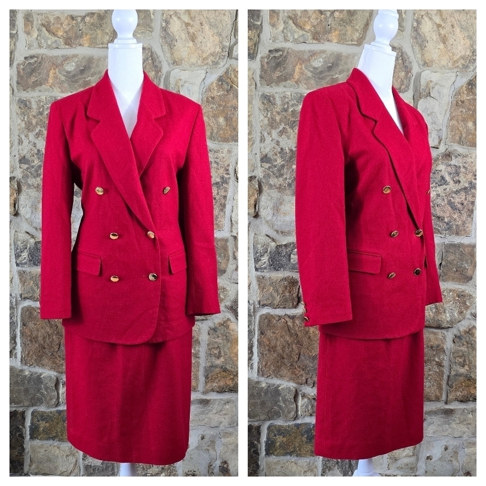 Pendleton 8 6 Wool Double Breasted Skirt Suit